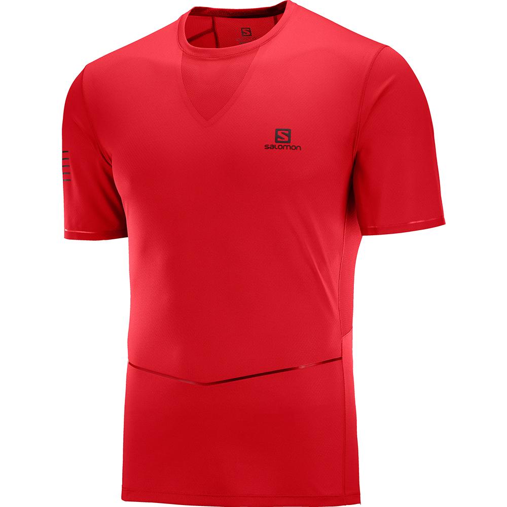 Salomon SENSE ULTRA M - Mens Tee Shirt - Red - NZ (57126-YPUQ)